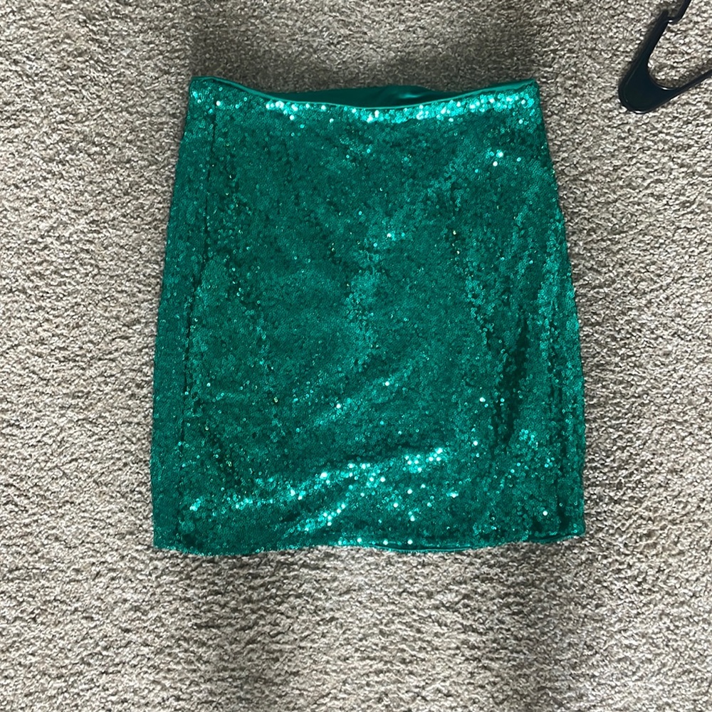 SKIRT ONLY: Green sequin skirt
